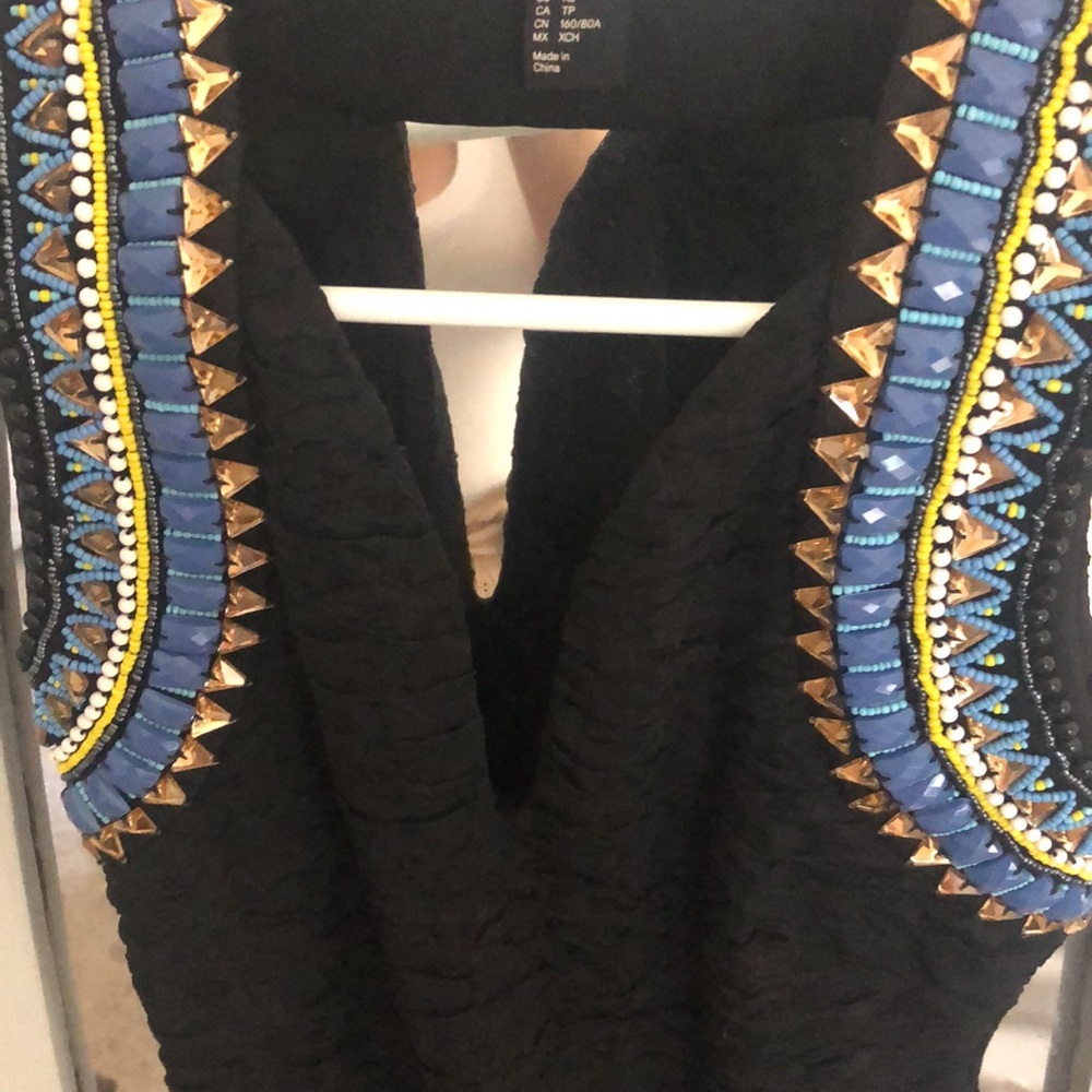 Fun black dress with jeweled collar - Picture 2 of 4
